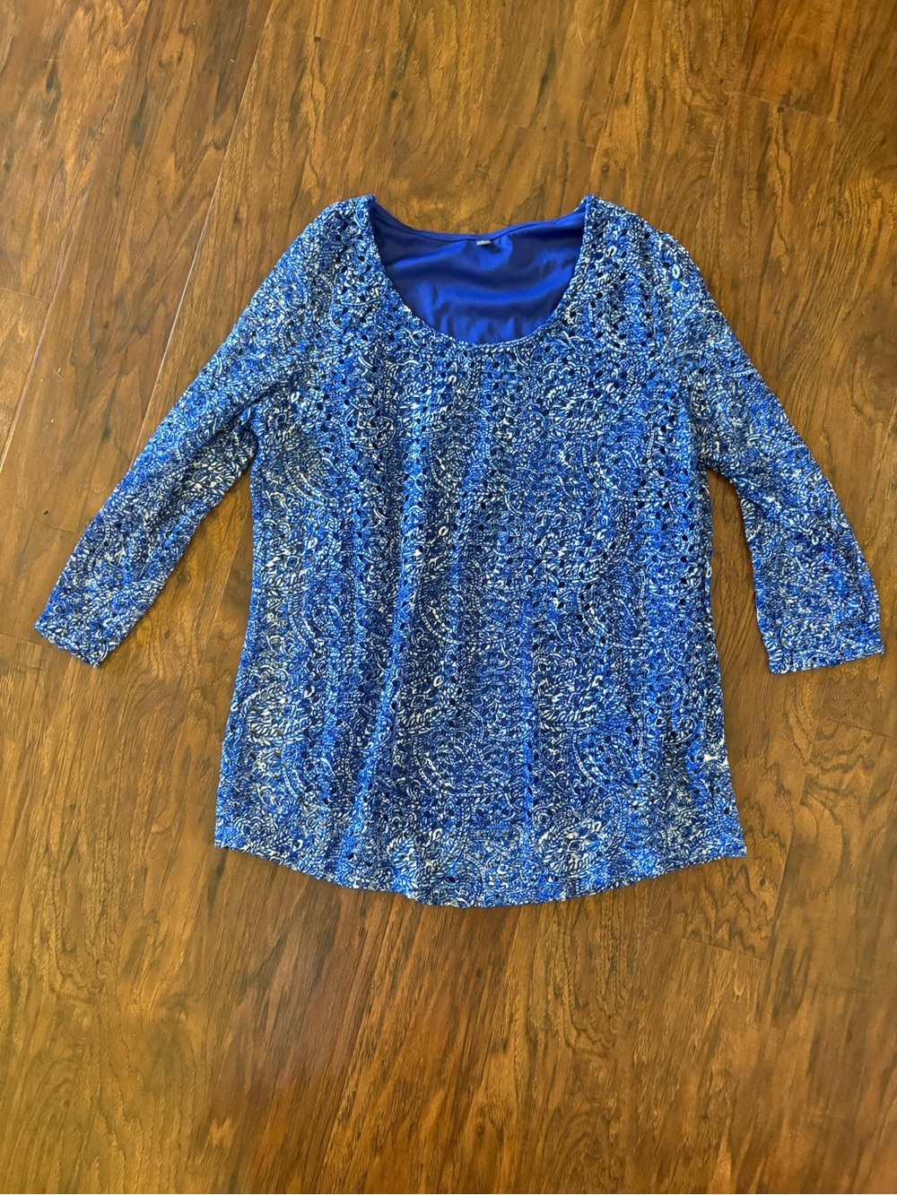 JM Collection Blue Blouse with Tank Liner Size Large